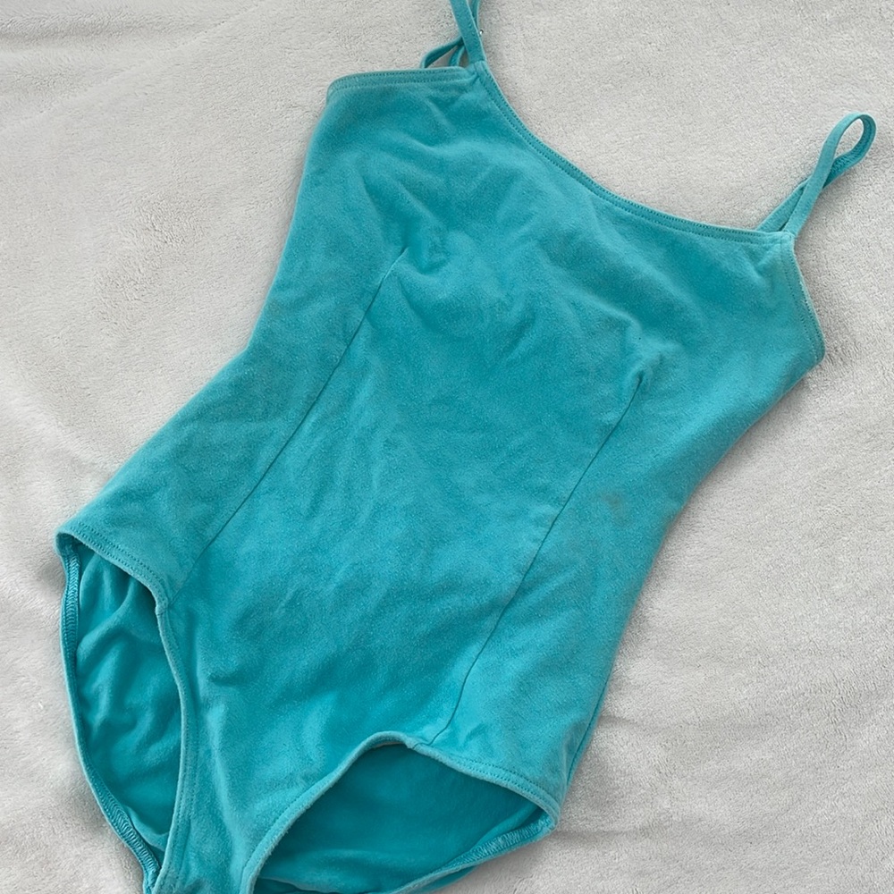 Gilda Marx pale aqua blue cotton spandex leotard size 12/14